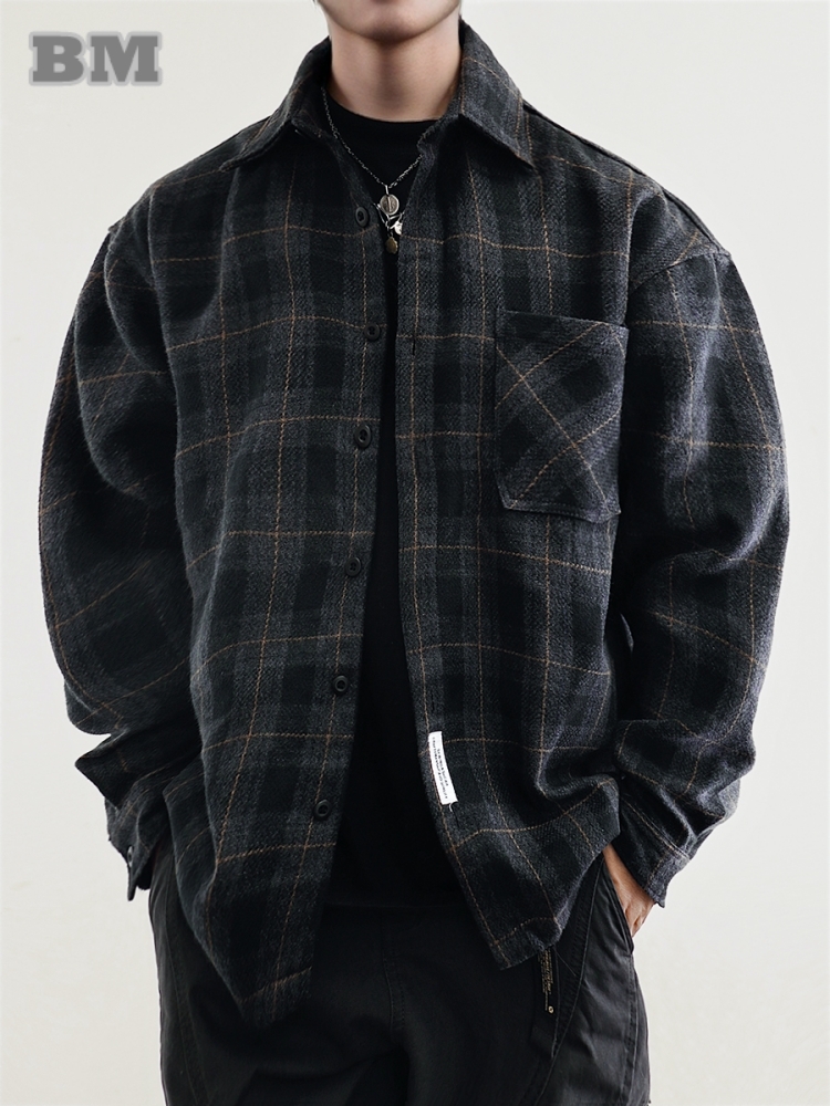 Flannel Shirt Lined - 남성 플란넬 셔츠 아메리칸 빈티지 streetwear