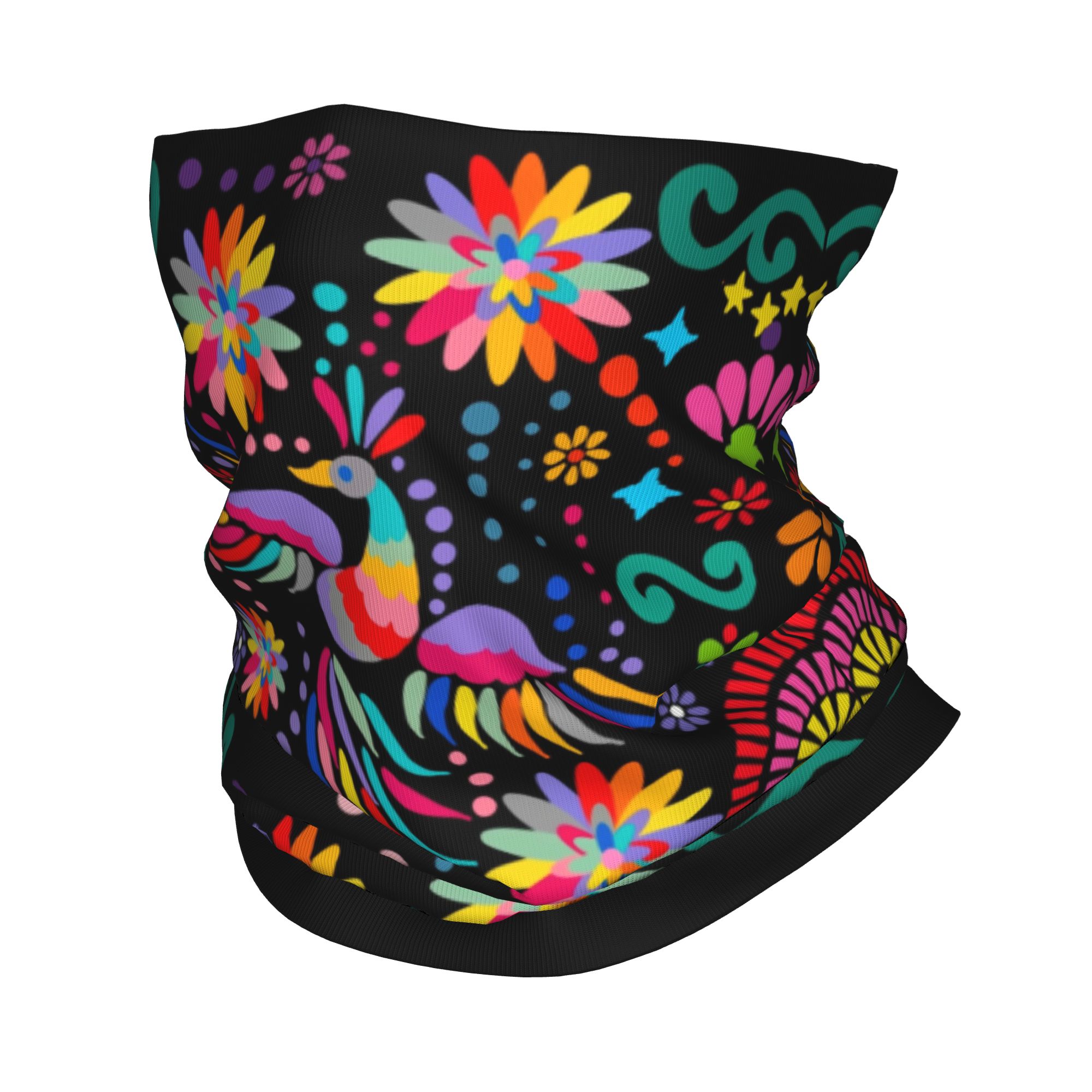 Neck Gaiter Fleece - 맞춤형 멕시코 플로럴 플라워 텍스타일 반다나