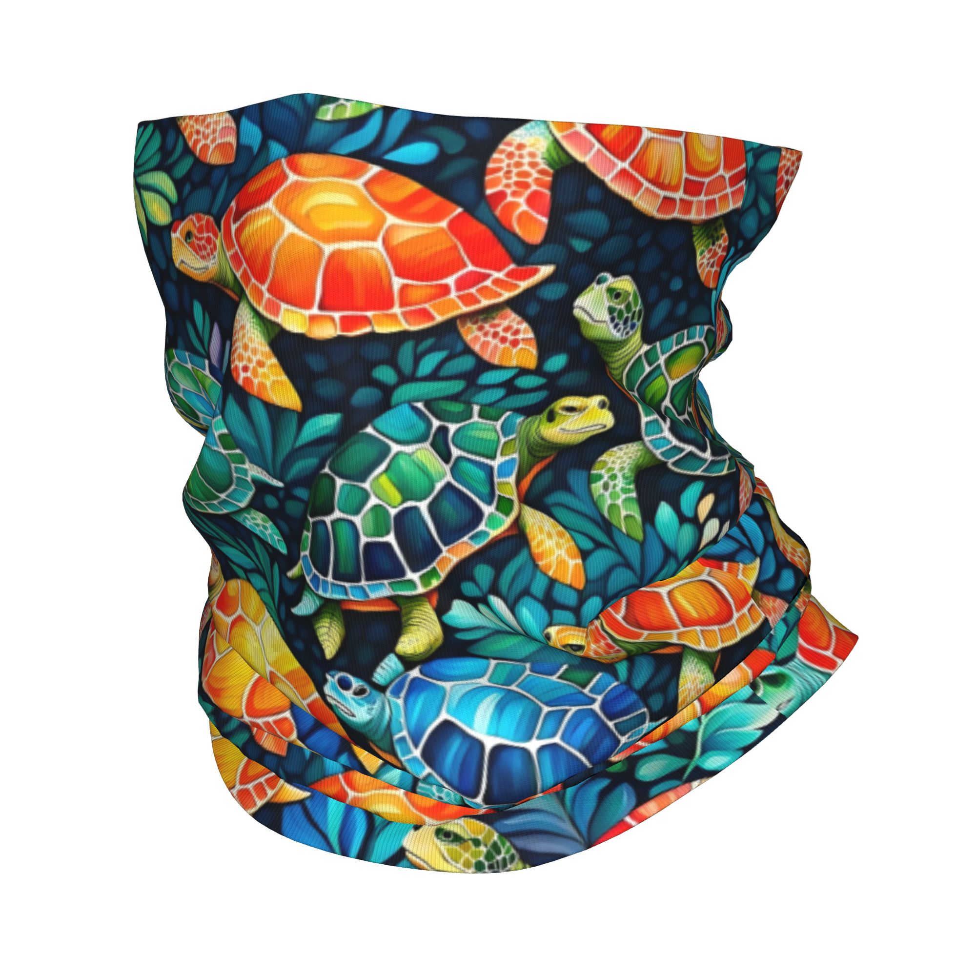 Neck Gaiter Fleece - 맞춤형 재미있는 컬러풀 바다거북 넥 게이터