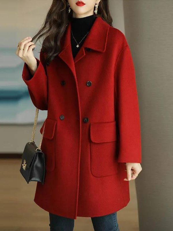 세련된 중간 길이 울 코트 한국 스타일 하이웨이스트 버 - Wool Coat Peacoat 리뷰 및 가격