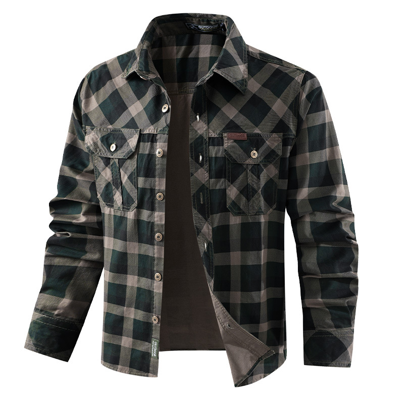 남성 격자 무늬 캐주얼 셔츠 남성 군용 야외 루즈 셔츠 - Flannel Shirt Lined 리뷰 및 가격